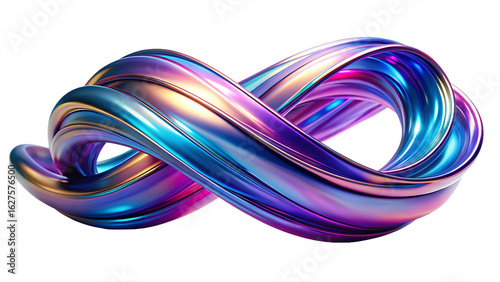 Abstract Iridescent Infinity Loop with Vibrant Colors on Transparent Background abstract iridescent