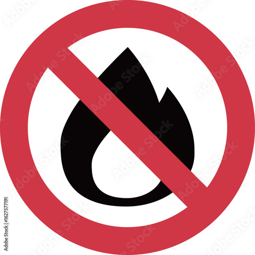火気厳禁マークのシルエットアイコンイラスト