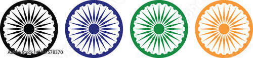 Indian Flag Ashok chakra symbol set. Easy to use icon of Ashok Chakra