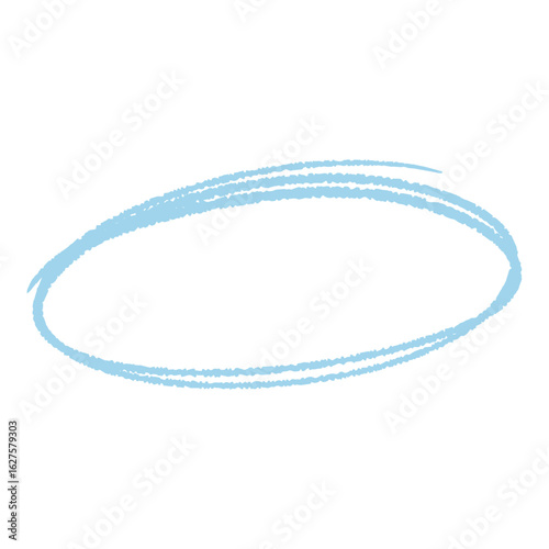 vector illustration or icon of a blue oval shape or circle in doodle style