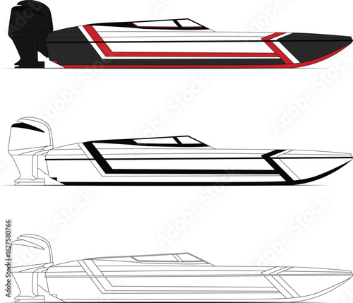 Speed Boat, Racing Boat Design Vector Pack	