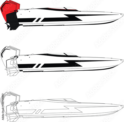 Speed Boat, Racing Boat Design Vector Pack	