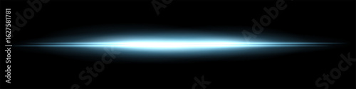 Intense horizontal beam with bright central area and wide fading glow. Clean abstract effect combining sharp and soft contrasts in one direction.