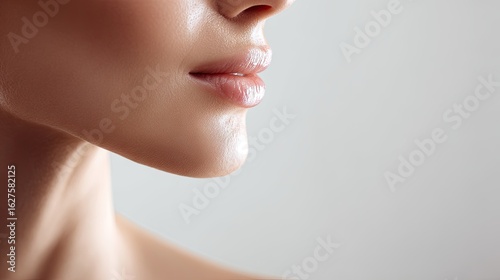 Closeup woman face and neck beauty portrait
