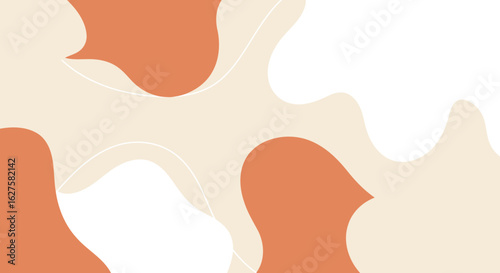 Abstract background with muted colors in a neutral tone. Organic shapes and flowing lines create a modern, minimalist design.