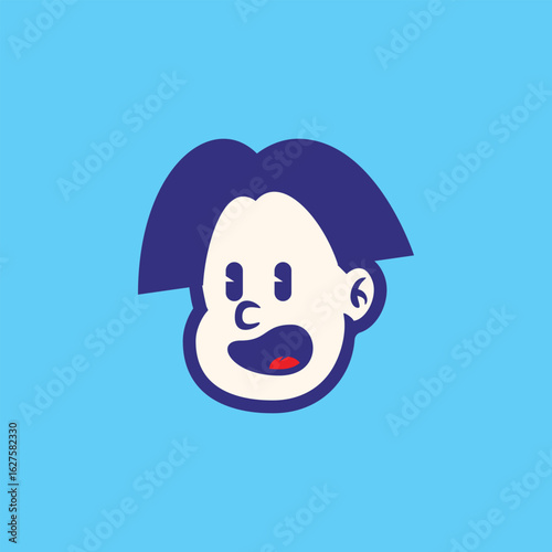 Confused cartoon kid face with clueless expression. Vector illustration in bold, clean style. Perfect for emoji, mascot, sticker, or children’s digital content