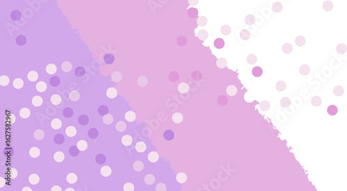 Abstract design with soft lavender and pastel pink gradient background. Scattered circles of varying opacity and shades of white, light purple, and pinkish-white.