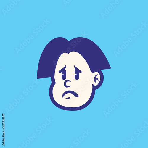 Confused cartoon kid face with clueless expression. Vector illustration in bold, clean style. Perfect for emoji, mascot, sticker, or children’s digital content