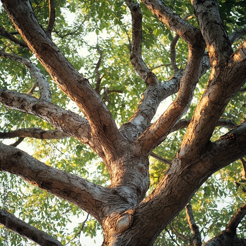 The branches of a tree stretch out in every direction, woody texture, tree details    high resolution   for isolate image