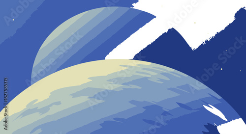 Space scene with two planets in a night sky. Celestial bodies in a vibrant space backdrop. Astronaut or scientist with cosmic background. outer space.
