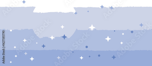 Abstract design with soft gradient color scheme in light blue tones. Scattered small white stars and dots create a dreamy, ethereal atmosphere.