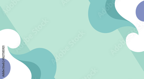 Abstract design with pastel mint green, teal, and lavender colors. Interlocking, flowing shapes create a calming and minimalist aesthetic, showcasing a modern and artistic color palette.