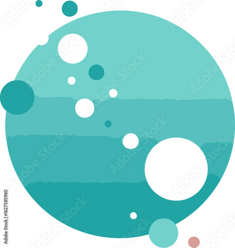 Abstract graphic design of overlapping circles in teal and blush pink colors. Geometric shapes with soft gradients on a pastel background.