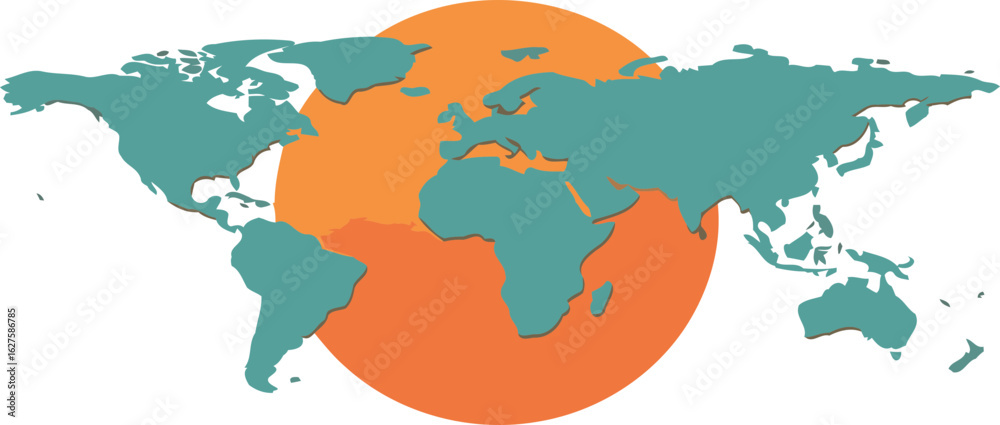 Obraz premium World map graphic with global perspective.
