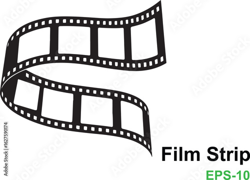 Vector art of film strip isolated on white background, a classic symbol of cinema, movies, and the entertainment industry, perfect for retro designs isolated on white background