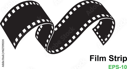 Vector art of film strip vector illustration isolated on white background, representing cinema, photography and entertainment industry with retro style isolated on white background