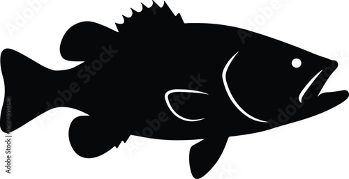 Silhouette largemouth bass detailed freshwater fish logo vector illustrator