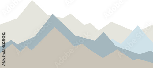 Abstract mountain range graphic design in muted tones. Geometric shapes and layered colors with a clean, minimalist aesthetic.
