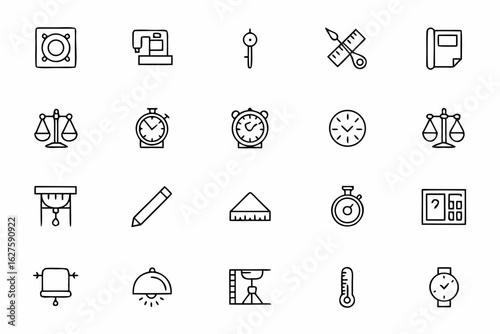 A precise and practical vector pack featuring iconic measuring devices in abstract line art. Perfect for technical docs, blueprints, educational slides, and toolkits.