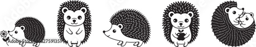 Vector art of cute hedgehog cartoon character vector illustration isolated on white background hand drawn style hedgehog vector art design for kids isolated on white background