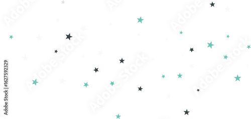 Star pattern with multiple colors in dark background. Abstract design with scattered stars in varying shades of teal, grey, and white, on a dark background.