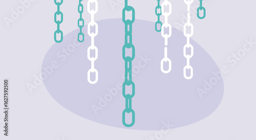 Abstract graphic design of chains hanging in a modern minimalist style. Simple shapes and soft pastel colors create a calm and tranquil atmosphere.