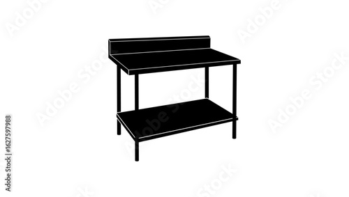 Stainless Steel Workbench, black isolated silhouette