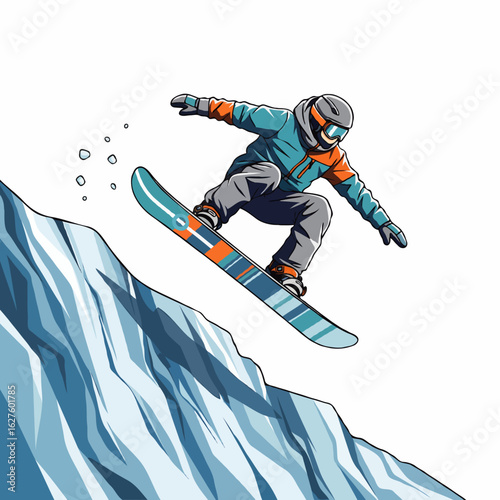 snowboarder jumping on a mountain slope