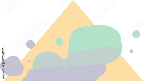 Abstract geometric shapes in pastel colors with a muted, soft aesthetic. Soft, blended forms in light peach, light mint, and lavender shades, with subtle, rounded shapes.