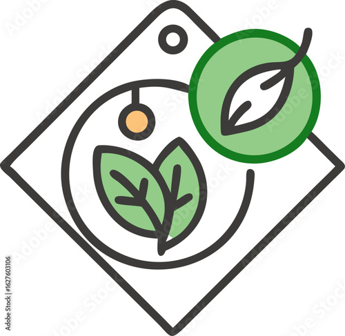 A clean simple icon representing organic products featuring a stylized leaf or sprout within a circular or badge like shape suitable for branding and labeling
