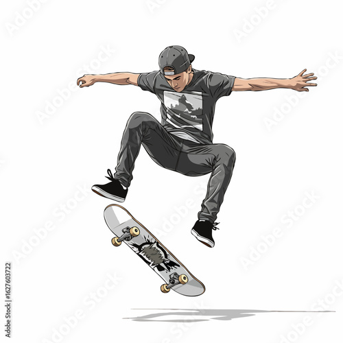 skateboarder jumping in the air
