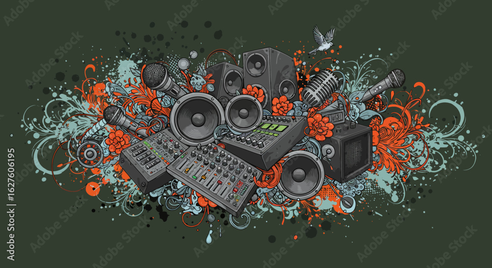 Obraz premium Vector illustration of an abstract audio conceptVector illustration of an abstract audio concept
