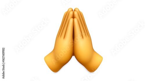Folded hands emoji prayer isolated on white background 