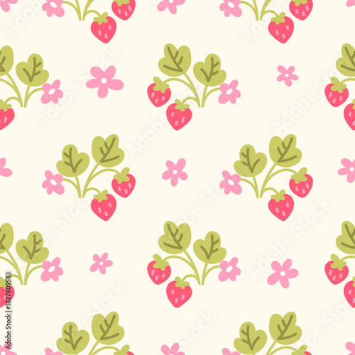 Wallpaper Mural Vector seamless pattern with strawberry Torontodigital.ca