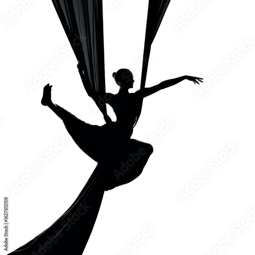 aerial skills silhouette set, Black & White silhouette set