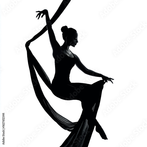 aerial skills silhouette set, Black & White silhouette set