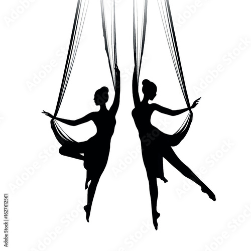 aerial skills silhouette set, Black & White silhouette set