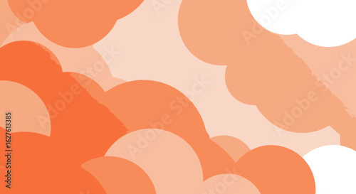 Abstract geometric shapes in soft peach, light orange, and pale blue colors. Layered organic shapes create a dynamic design with no people or objects present.