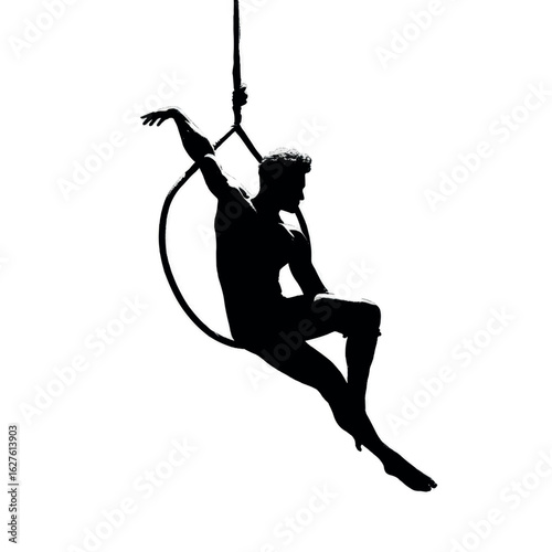 aerialist silhouette set, Black & White silhouette set
