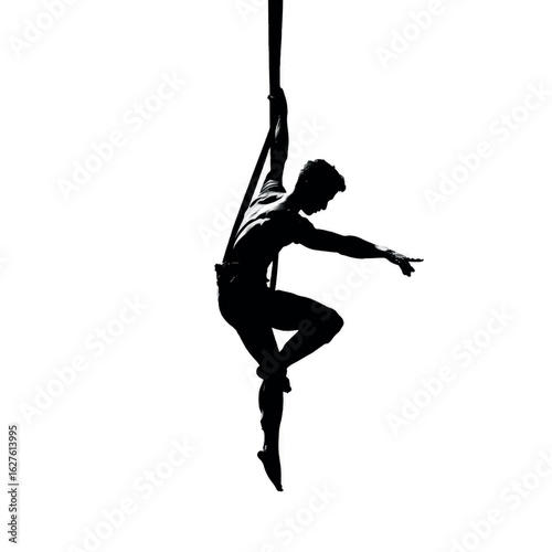 aerialist silhouette set, Black & White silhouette set