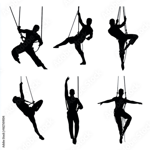 aerialist silhouette set, Black & White silhouette set