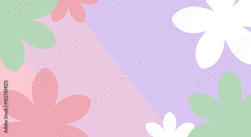 Abstract floral pattern with pastel colors in a gradient background. Soft, simple shapes and colors with no specific action or pose.