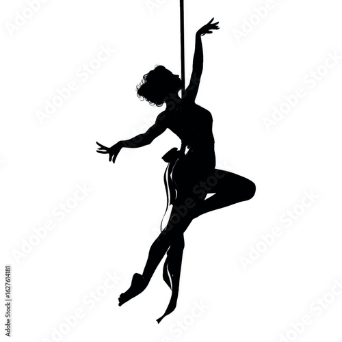 aerialist silhouette set, Black & White silhouette set