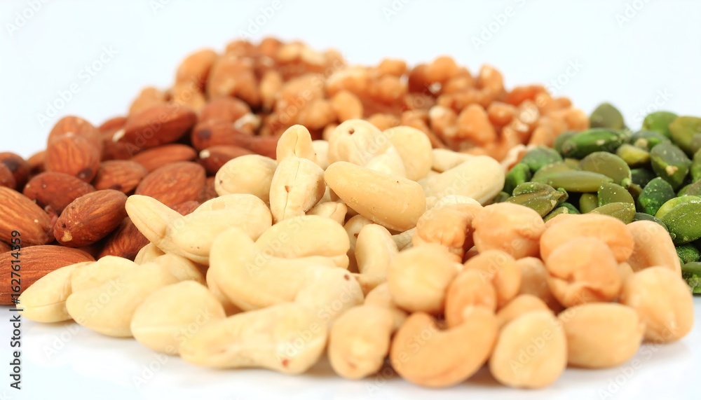 Assorted nuts piled together Assorted nuts piled together
