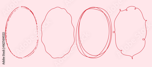 Coquette style frames on soft pink background. Romantic, feminine design perfect for stationery, invitations, social media graphics, and Valentine Day themes. Trendy pastel pink background.