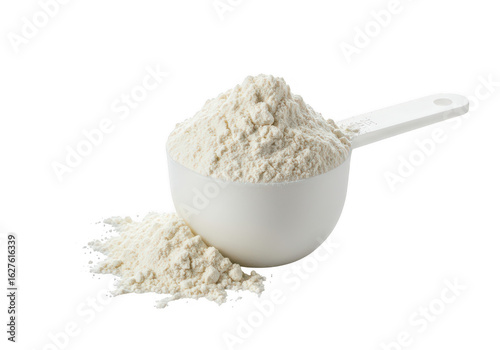 White protein powder scoop isolated on transparent background