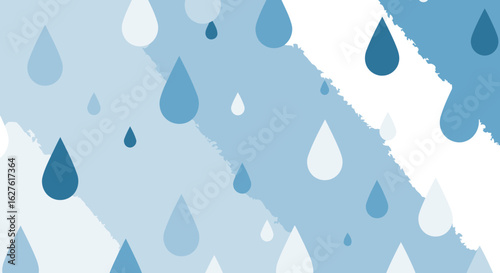 Abstract pattern of blue and white water drops on a light blue background. Simple, stylized graphic design for a variety of uses.