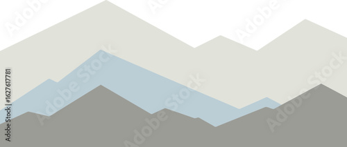 Abstract mountain range in soft pastel colors. Layered, geometric mountain peaks in muted tones of beige, light blue, and gray.