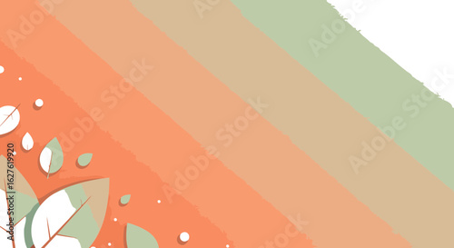 Abstract design with light mint green leaves on a gradient background. Delicate, paper-like leaves in a soft color palette, creating a calming and visually appealing backdrop.