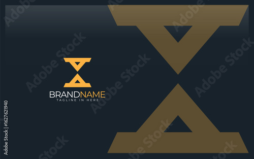 Triangle logo formed sand of time symbol in yellow color